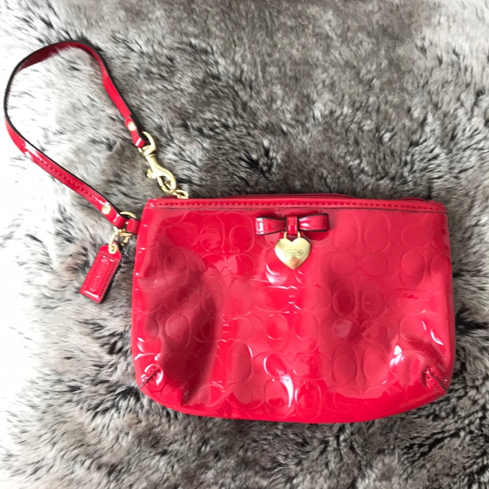 Patent leather coach wristlet